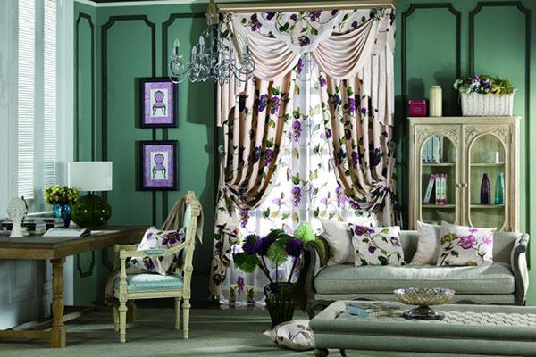 紫色印花窗簾 紫色印花窗簾
