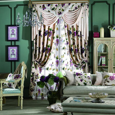 紫色印花窗簾 紫色印花窗簾